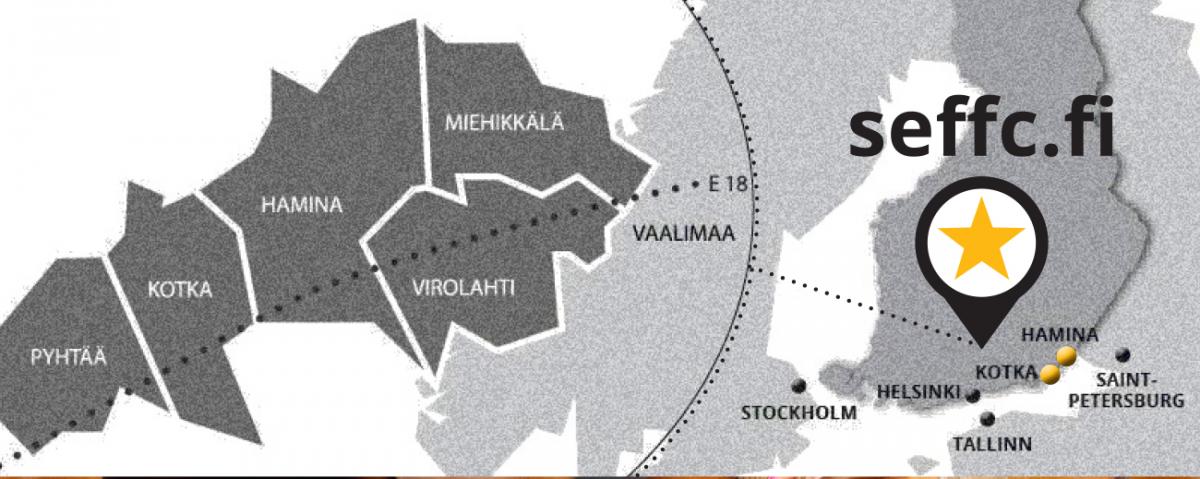 Karttakuva, jossa kerrottu SEFFC:n toiminta-alue ja sijainti